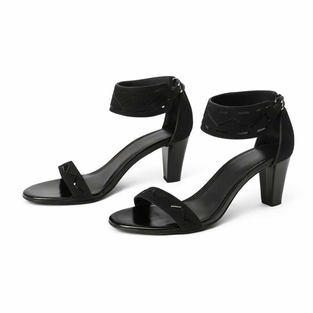 Coup d’Etat Black Suede Ankle Strap Heels Size 9 Made in Spain